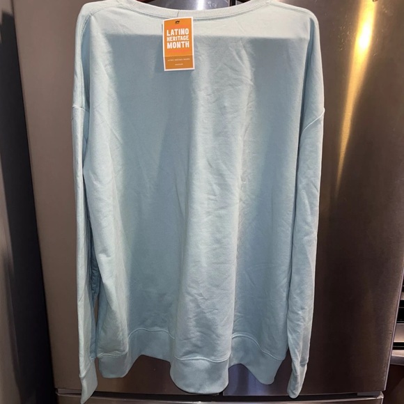 NEW 2XL Latino Heritage “Hola” Sweatshirt Mint Light Blue XXL Cotton Blend Shirt - Picture 7 of 12